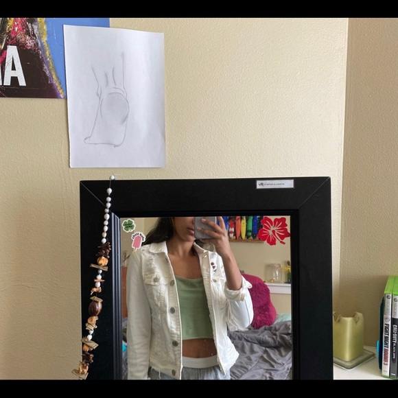 White distressed jean jacket - Picture 2 of 3